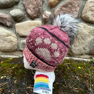 Pink dog paw Beanie - Women