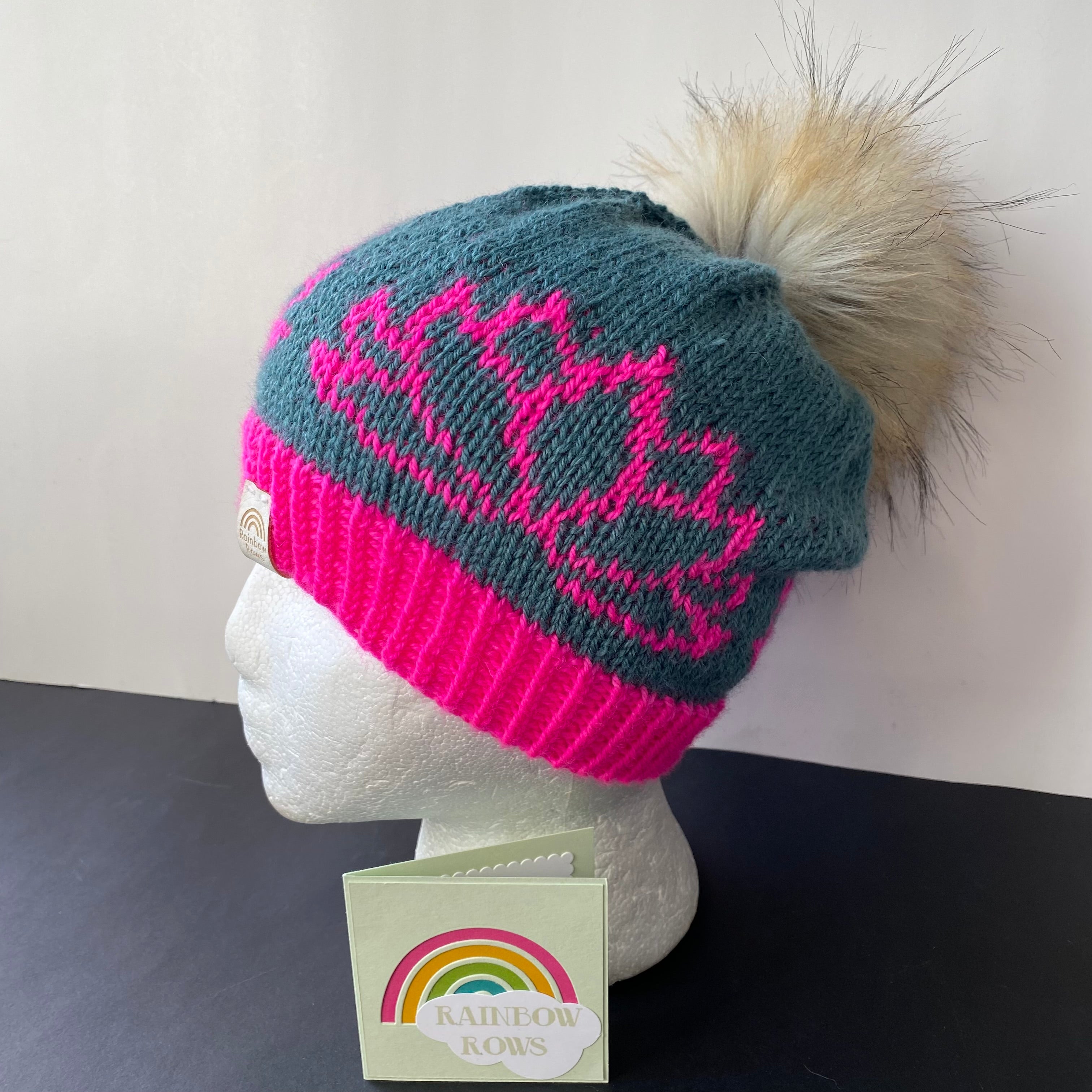 Neon Pink Lotus Flower Toque – Rainbow Rows Knitting