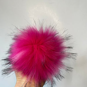 Hot Pink Faux Fur Pom Pom - Large
