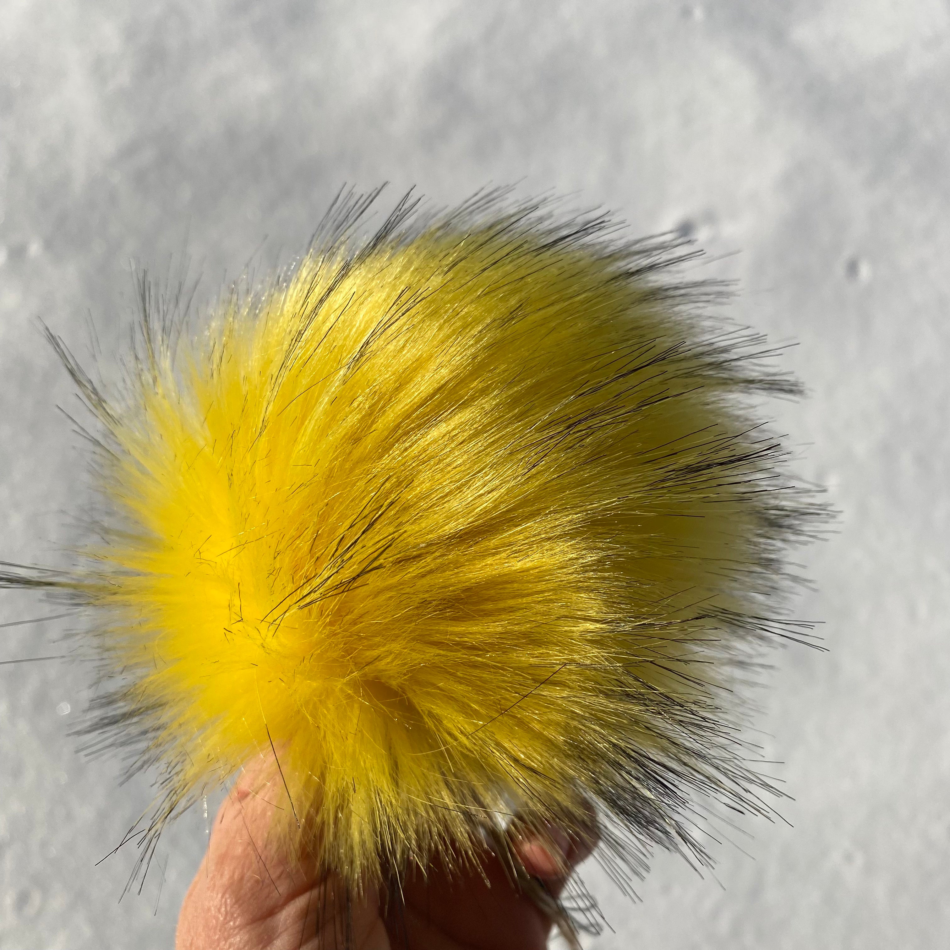 Lemon Yellow faux fur Pom pom